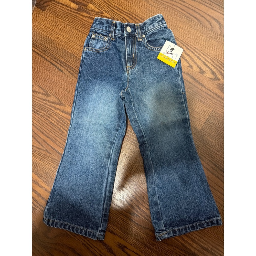 Vintage 1990's Sprockets Girls Denim Jeans Boot Cut Flower Rivets Size 3